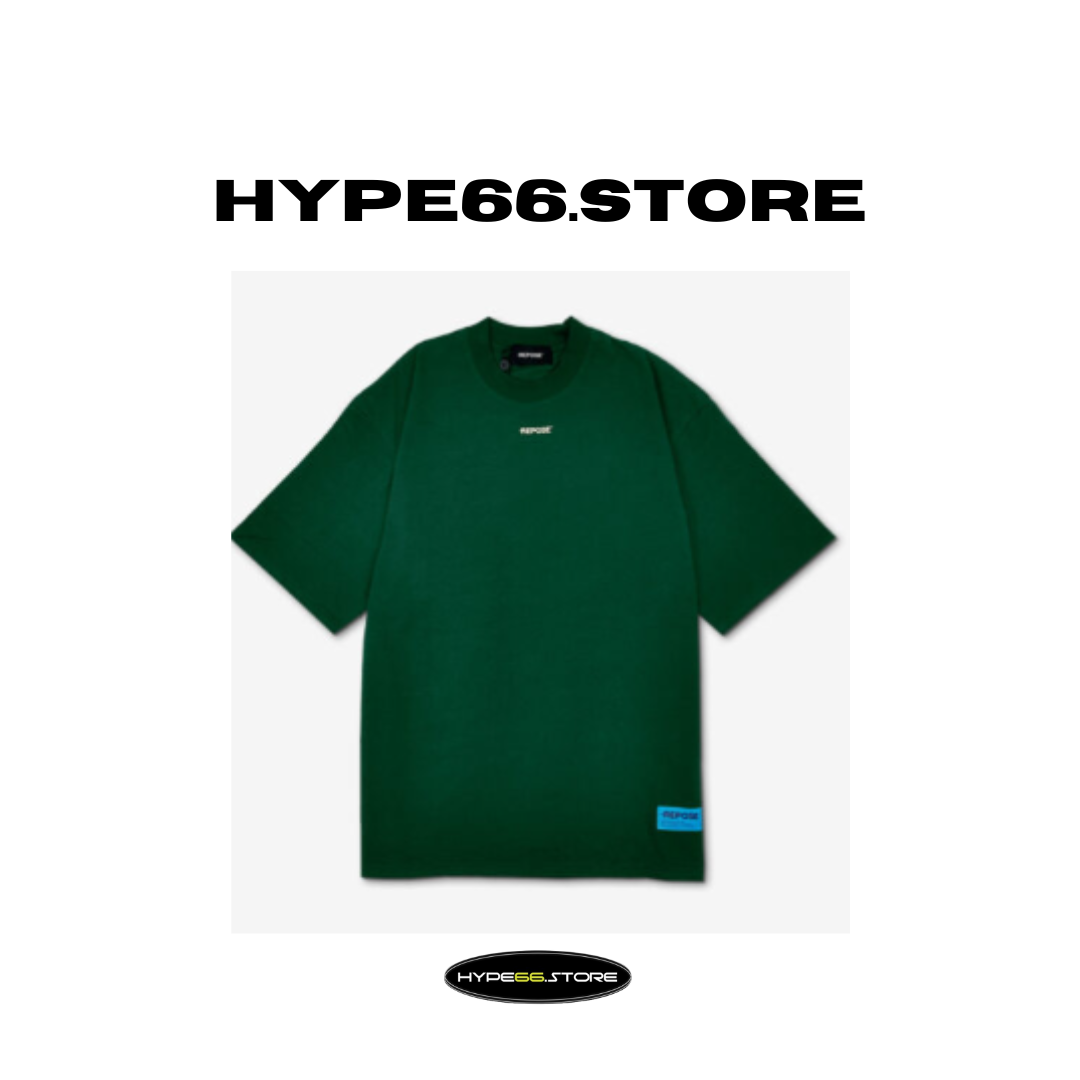 REPOSE Middle Logo Pine Green Tee