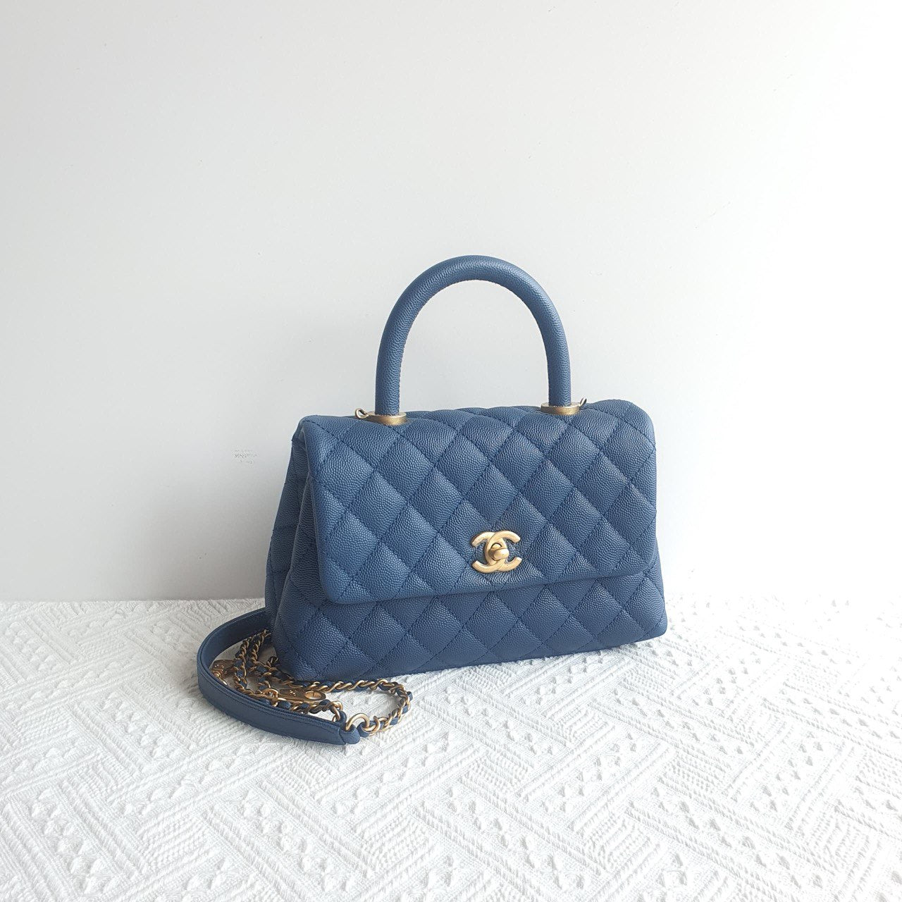 Chanel Coco Handle Small Blue Caviar