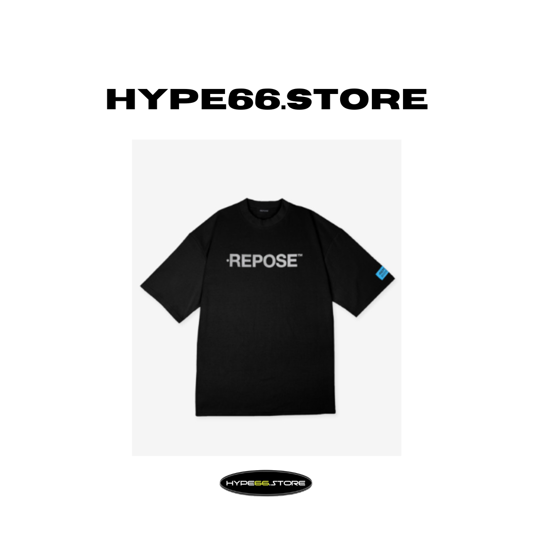 REPOSE Front Reflective Logo Black Tee
